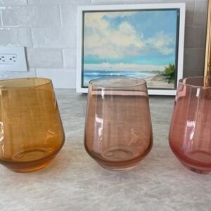 Estelle Colored Stemless Wine Glasses S/3